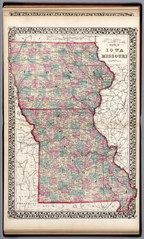 County and township map of the States of Iowa and Missouri