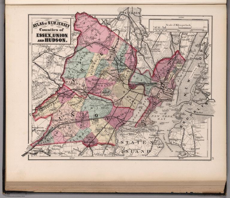 Atlas of New Jersey, Counties of Essex, Union and Hudson.