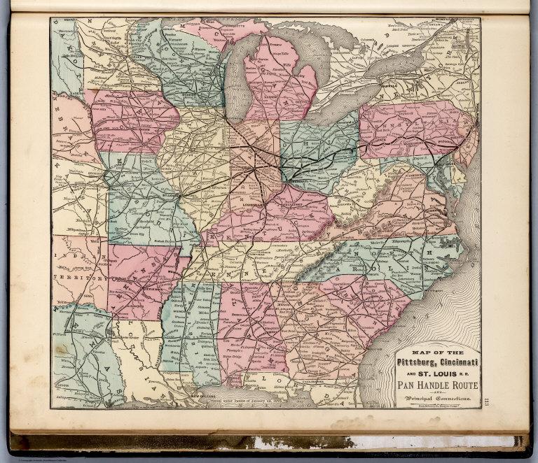 Pittsburg, Cincinnati and St. Louis R.R., Pan Handle Route and Principal Connections.