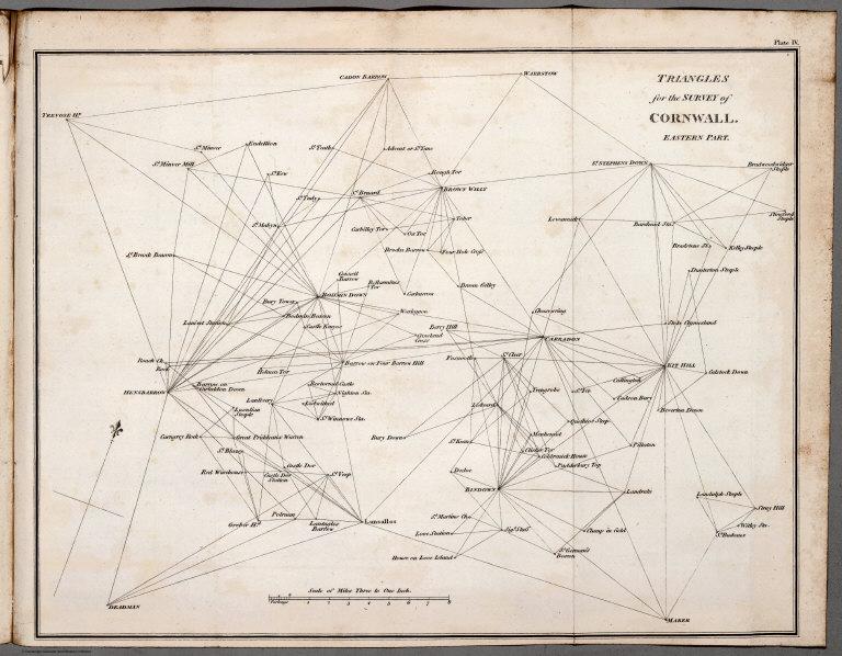 Plate IV. Triangles for the survey of Cornwall. Eastern part. Vol. 3, 1811