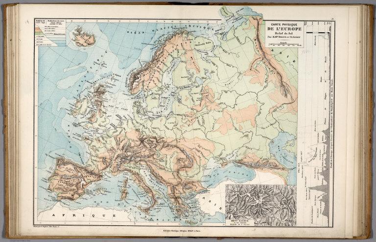 Carte physique de l'Europe : relief du sol