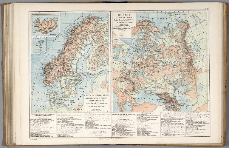 Estats Scandinaves : Carte physique. Russie : Carte Physique