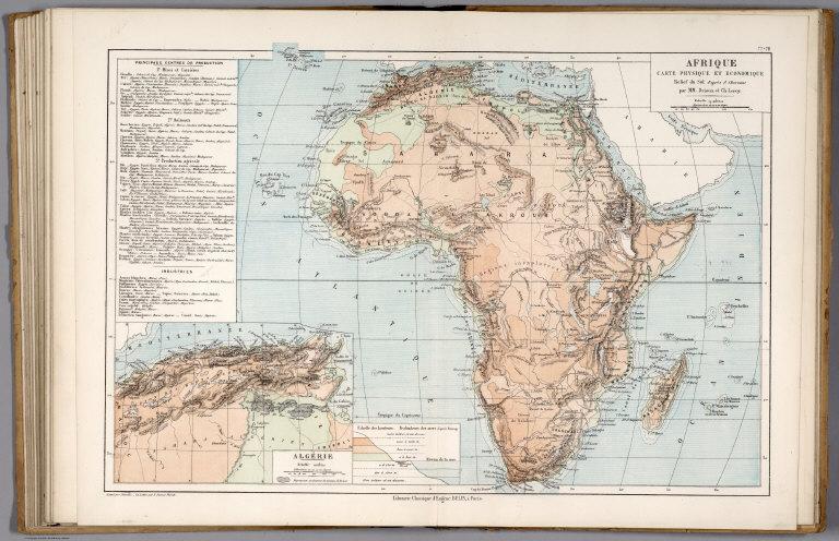 Afrique : carte physique et economique; Relief du sol d'apres J. Chavanne