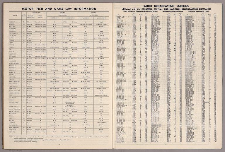 Text Page: Motor, fish and game law information. Road broadcasting stations