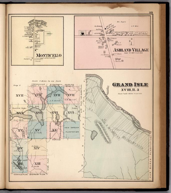 Grand Isle XVIII, R. 3, Aroostook County, Maine. Monticello. Ashland Village.