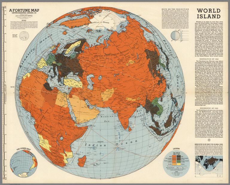 World Island. A Fortune Map. Orthographic Series III.