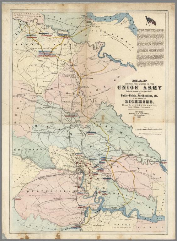 Map showing the advance of the Union army under the command of Lieut.-Gen. Grant