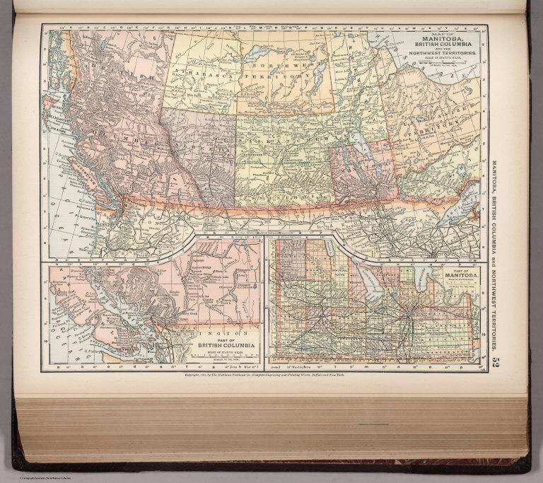 Map of Manitoba, British Columbia and the Northwest territories, 52