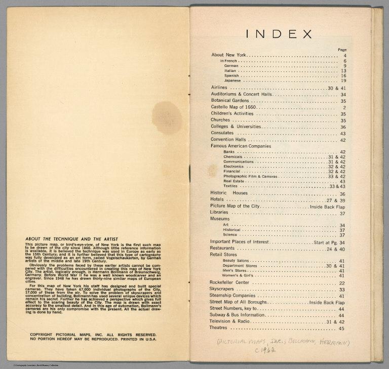 Index Page: New York (City). Picture Map in Full Color.