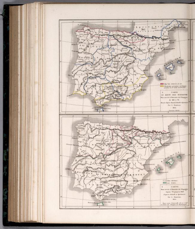 (108.) Carte pour servir a l'histoire de l'Espagne de 409 a 711. (109.) l'Espagne depuis 711 jusqu'en 1028.