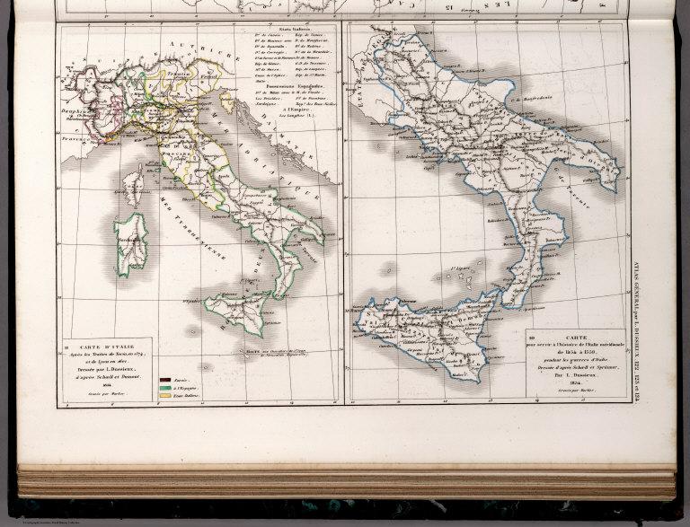 123. Carte d'Italie en 1574, et de Lyon de 1601. 124. Carte de l'Italie meridionale de 1454 a 1559.