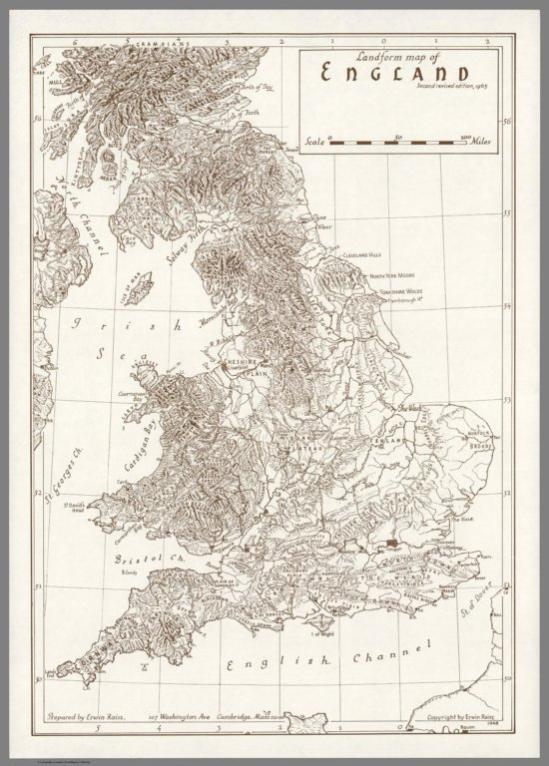 Landform Map of England.