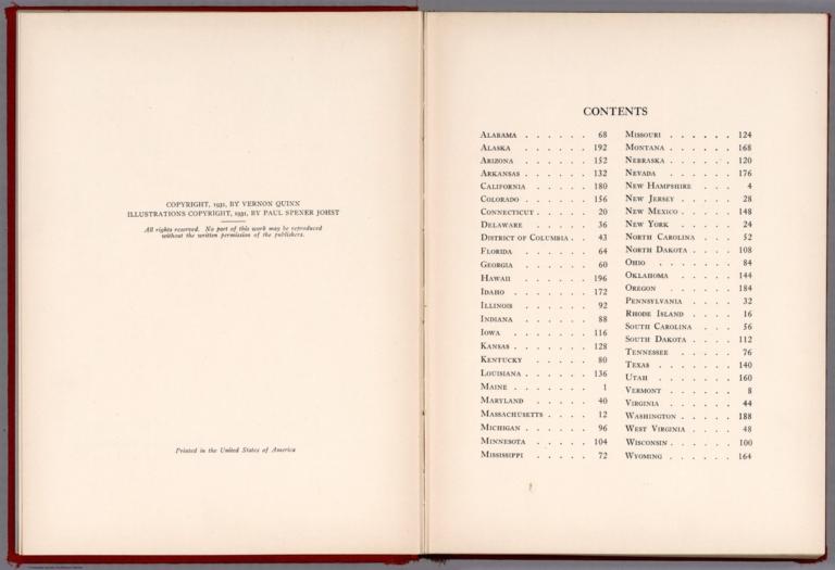 Title Page Verso: Copyright, 1931 .... Index Page: Contents.