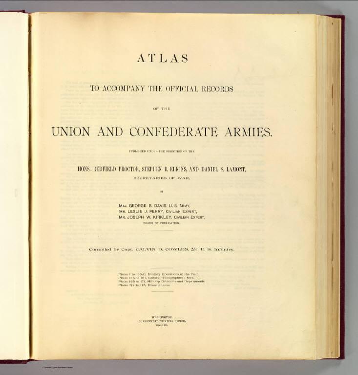 Title Page: Atlas official records Union and Confederate armies.