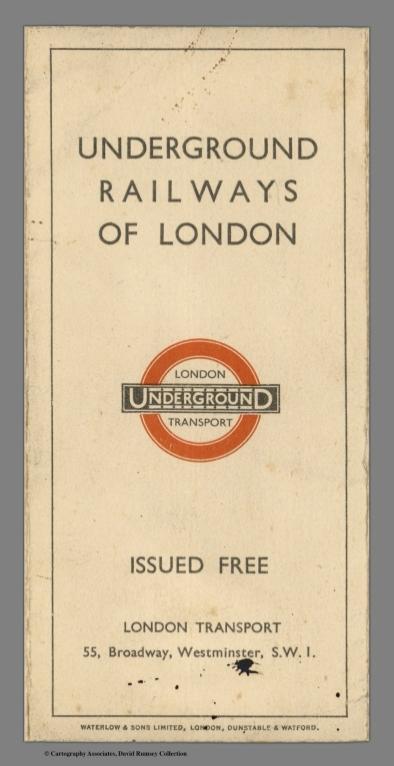 Covers: Underground Railways of London. London Underground Transport. Issued Free.