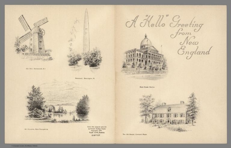 Ephemera - Greeting Card: A "Hello" Greeting from New England.