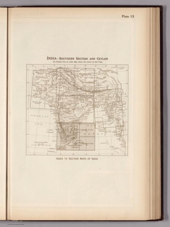 Index Map: India - Southern Section and Ceylon. Index to Section Maps of India.