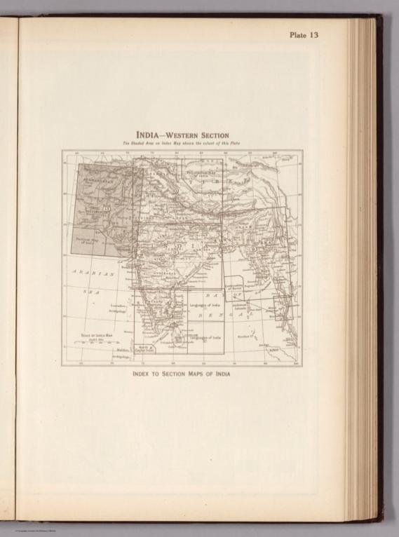 Index Map: India - Western Section. Index to Section Maps of India.