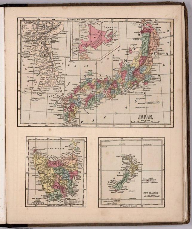 Japan, Van Diemen's Land, and New Zealand.