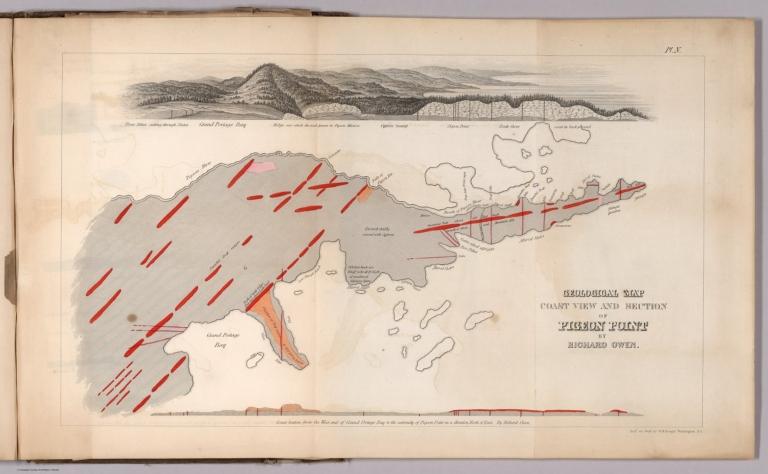 Geological map: Coast view and section of Pigeon Point