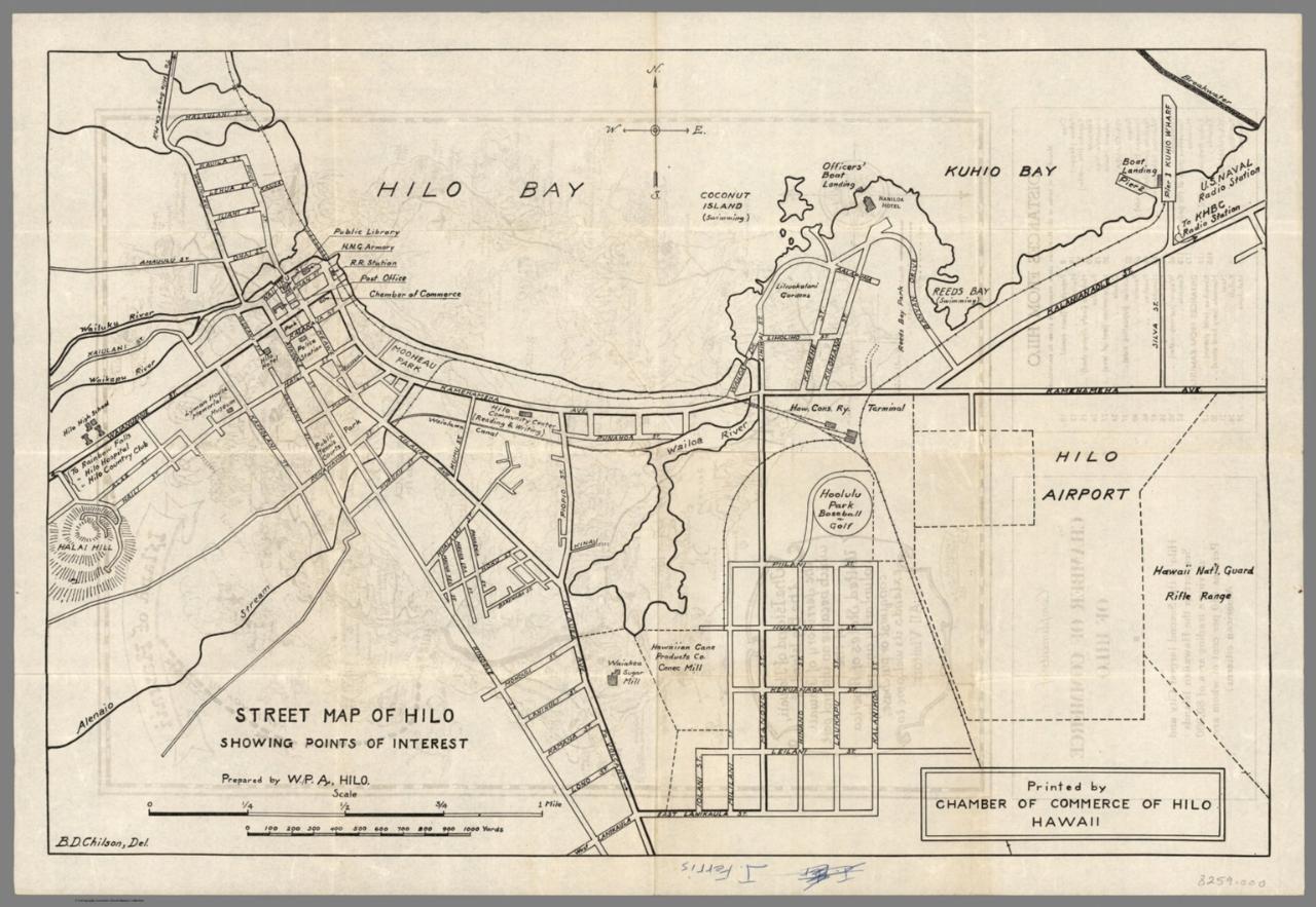 1930 Street Map of Hilo