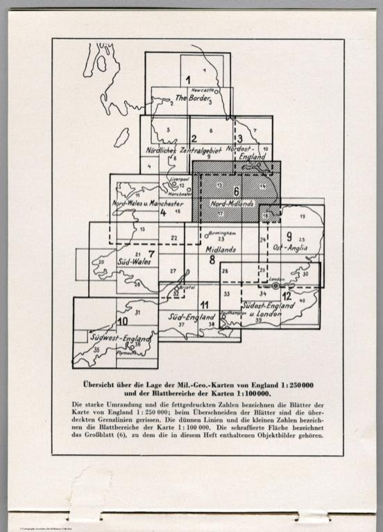 Index Map: Ubersicht uber die Lage der Mil.-Geo.-Karten von England 1:250,000.