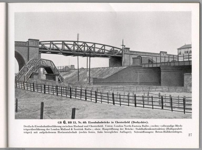 View: GB 6, BB 13, Nr. 68: Eisenbahnbrucke in Chesterfield (Derbyshire), England.