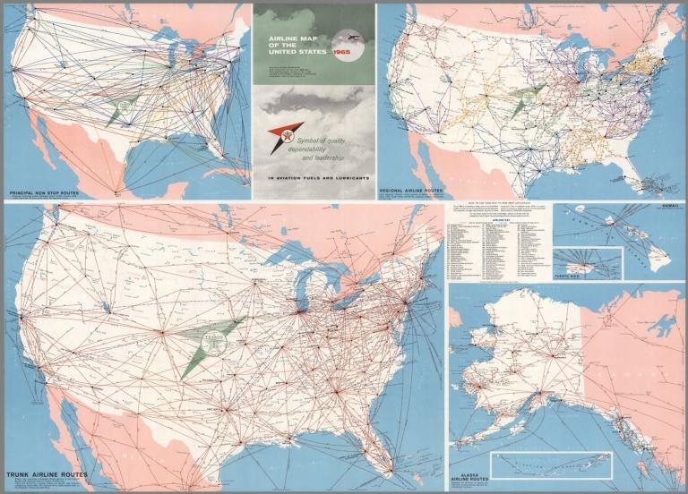 Airline map of the United States ... 1965