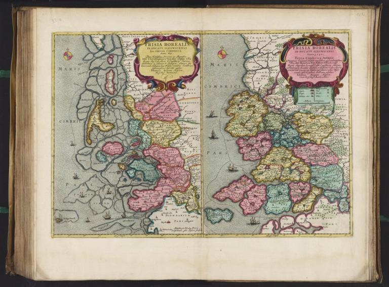 Frisia Borealis… Anno 1651 [left]; Frisia Borealis… Anno 1240 [right]