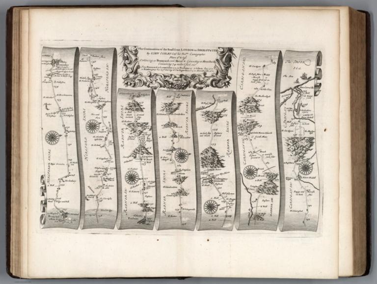 Continuation of ye Road from London to Aberistwith. Plate III. Bramyard to Aberistwith.