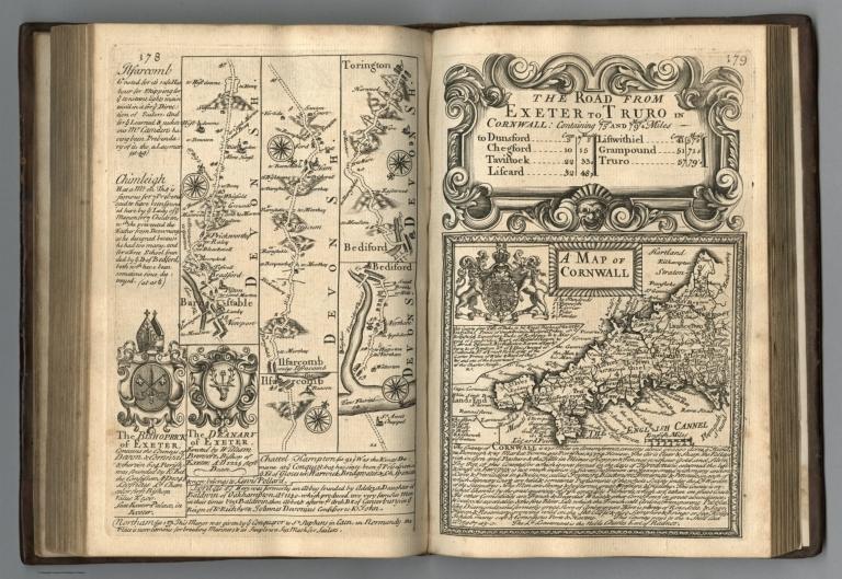 Road from Exeter to Barnstable. (continued.) Road from Exeter to Truro. Map of Cornwall.