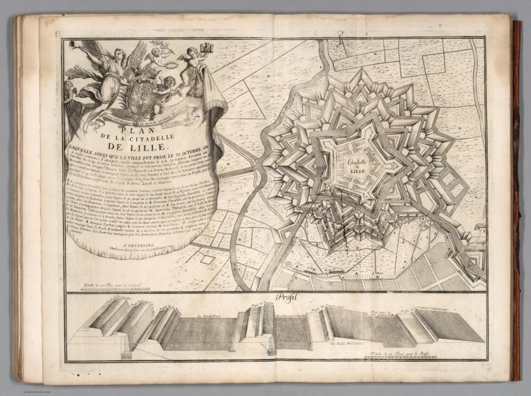 39. Plan de la Citadelle de Lille, Belgium, avec les Attaques. 1709.