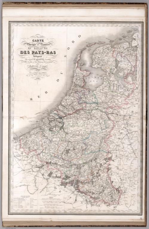 Carte physique et routiere du Royaume des Pays - Bas