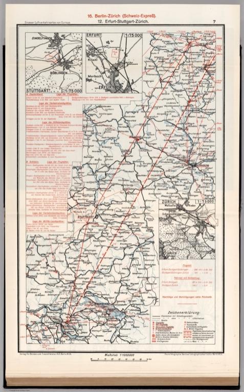 7 (Southern Germany - Switzerland Airline Route Maps). (insets) (Airport Location).