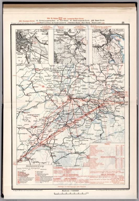 25 (Switzerland Airline Routes). (insets) (Airport Information).