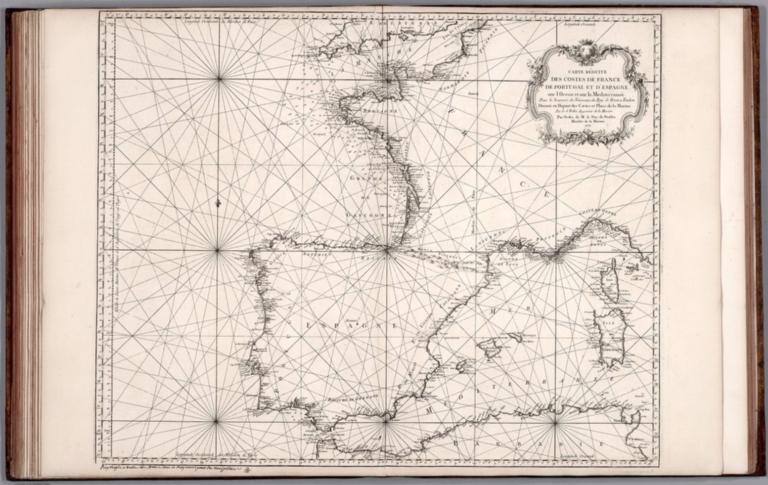 Carte Reduite des Costes de France de Portugal et d'Espagne.