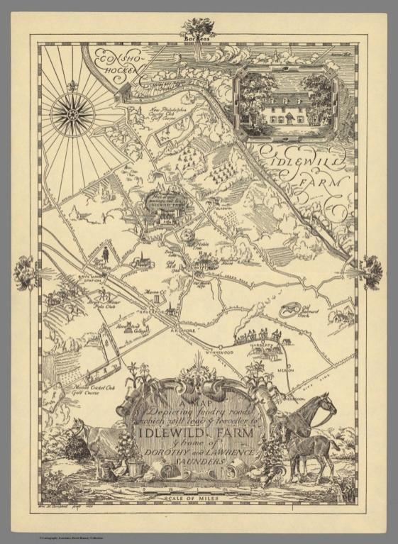 Roads which will lead ye traveller to Idlewild Farm. (Vicinity of Ardmore, Pennsylvania.)