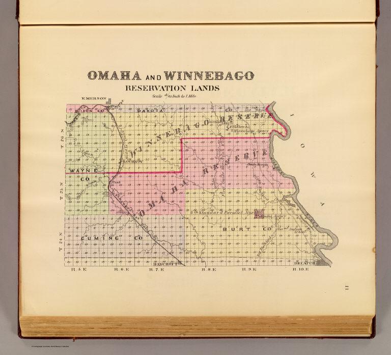 Omaha, Winnebago reservation lands.