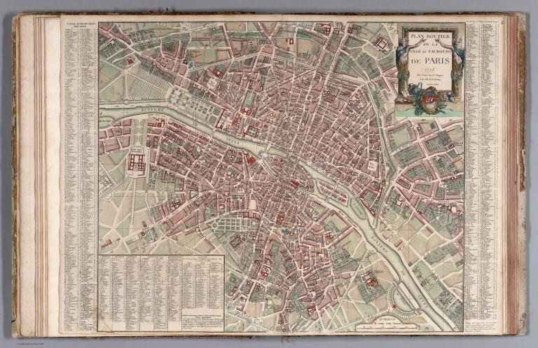 Plan routier de la ville et faubroug de Paris 1778