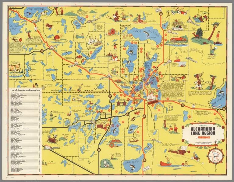 Map of Alexandria Lake Region in Minnesota.