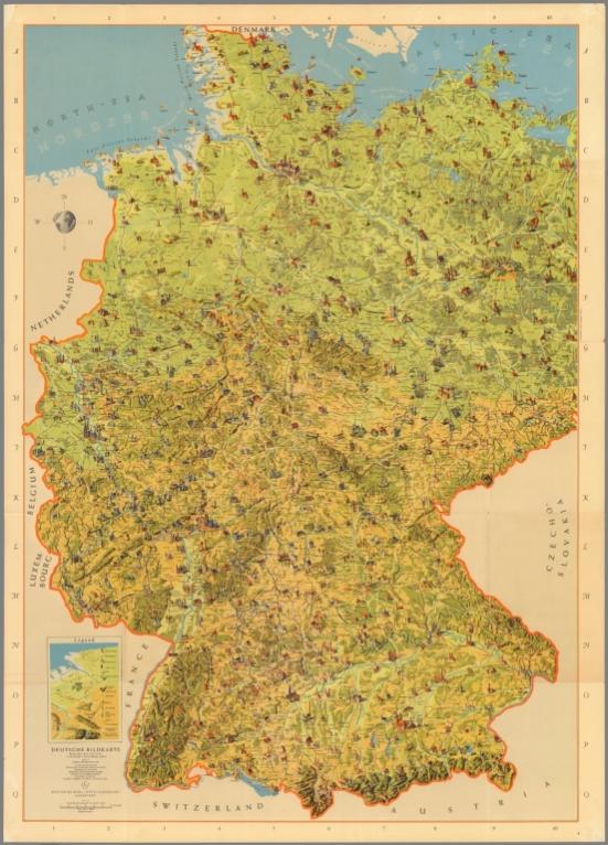 Deutsche bildkarte : panoramic map and index of Germanys outstanding sights