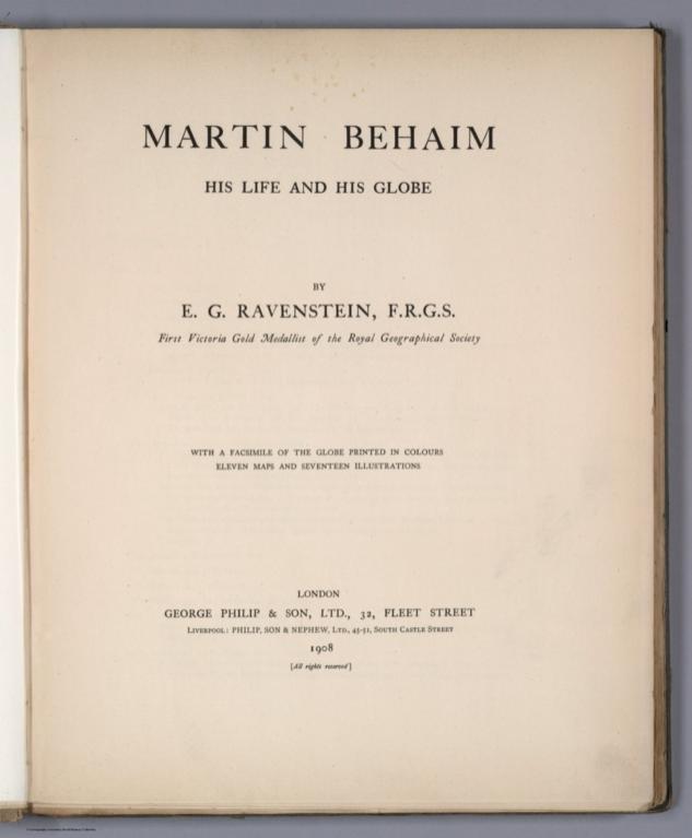 Title: Martin Behaim, his Life and his Globe.