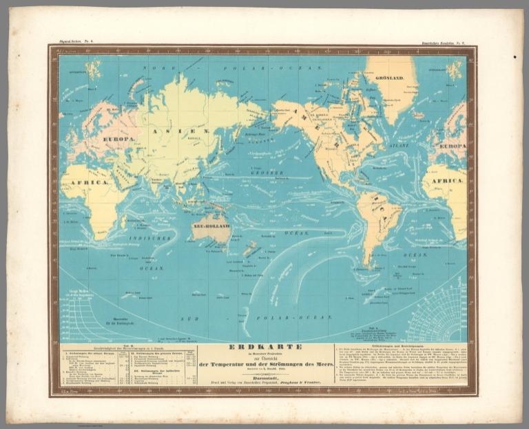 No. 8. Erdkarte in Mercators Projection zur Uebersicht der Temperatur und der Stroemungen des Meers.