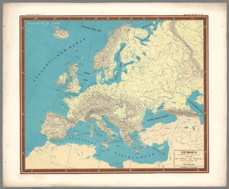 No. 28. Europa ... Uebersicht der Gebirgs - und Tieflaender.