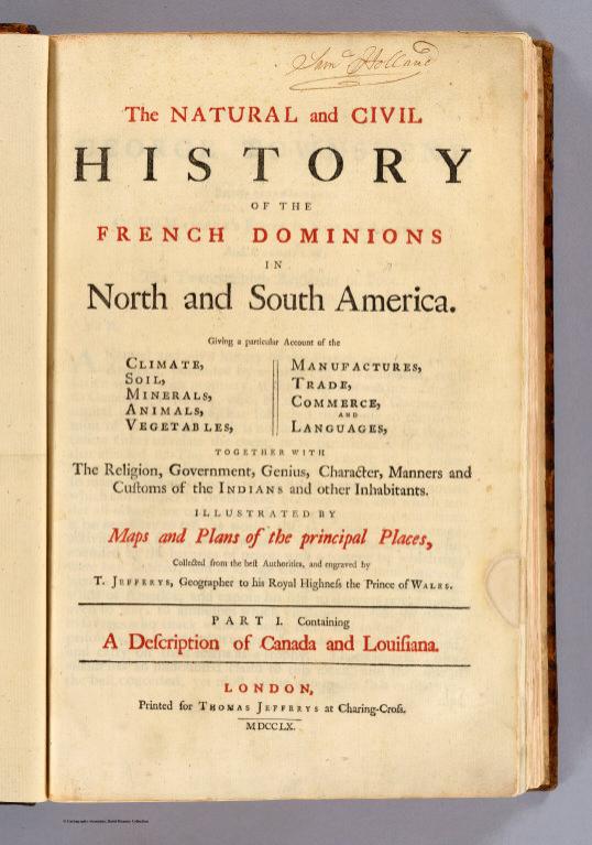 Title Page: Natural and civil history of the French dominions in North and South America.