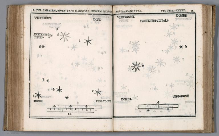 Del Can Sirio, rove Cane maggiore. Figura. XXXVIII. De la Canicula. Figura. XXXIX