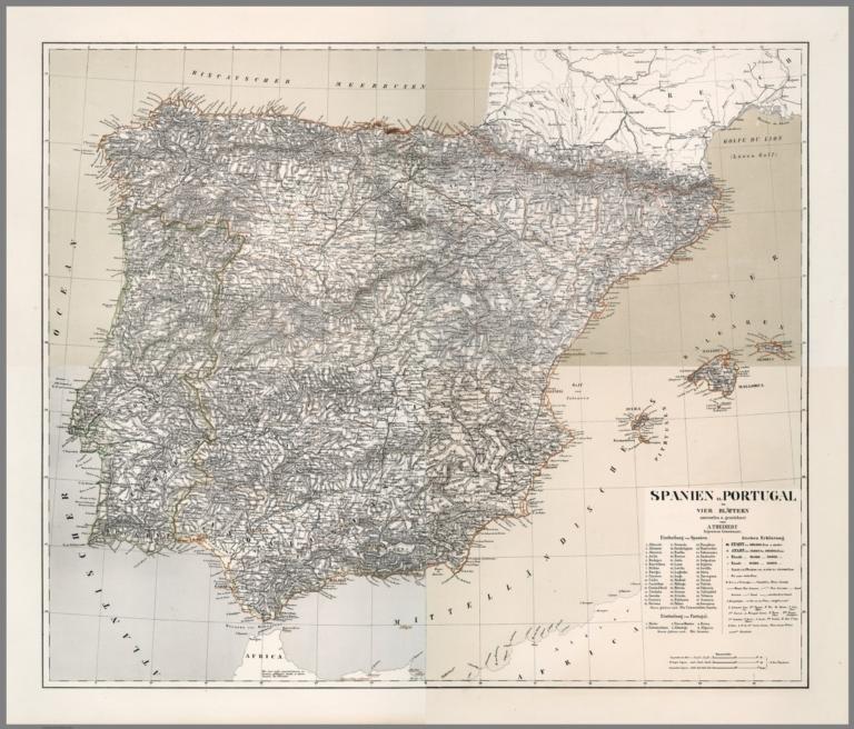 Composite map: Spanien u. Portugal in vier blattern