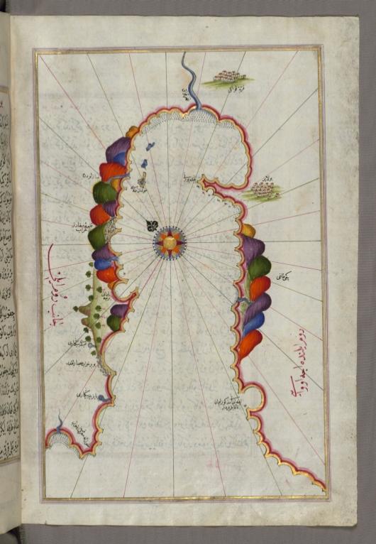 fol. 366b Part of the coastline of the Sea of Marmara with the town of Kavak