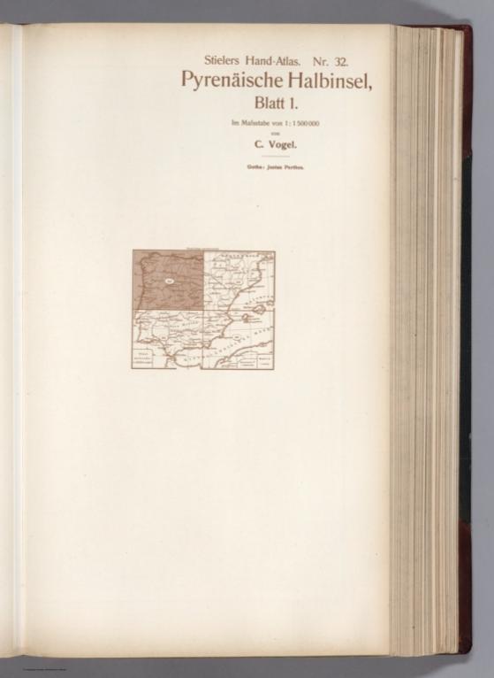 Text: 32. Pyrenaeische Halbinsel in 4 Blaettern, Bl. 1. Spanien und Portugal.