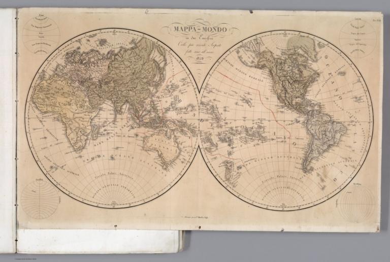 Mappa - Mondo in due emisferi